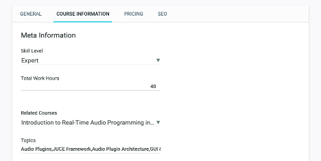 settings course info