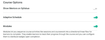 upload course options